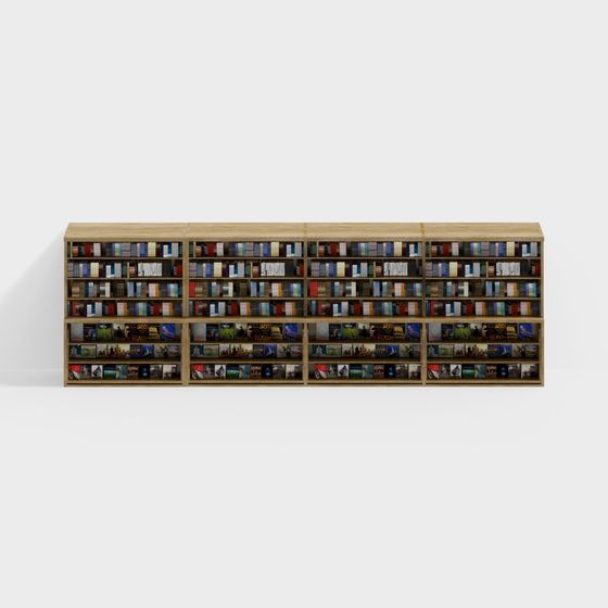 Elegant Low-Poly Bookshelf 3D model for Modern Interiors