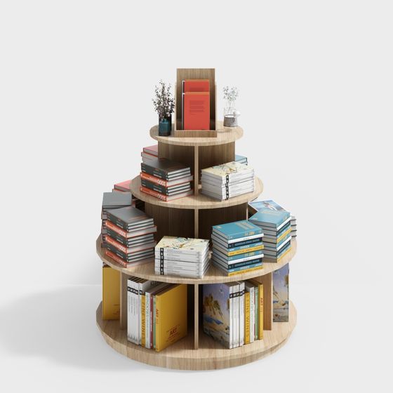 Elegant Rotating Bookshelf 3D model