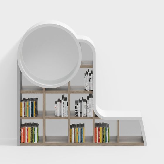 Contemporary 3D Bookshelf Model for Creative Spaces