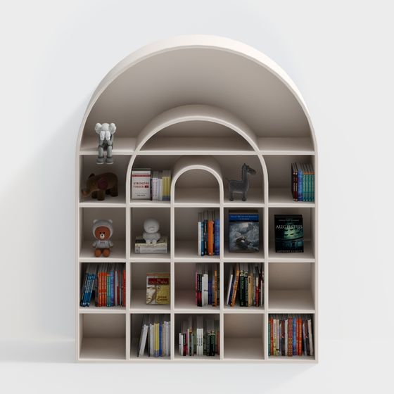 Elegant Low-Poly Bookshelf 3D model