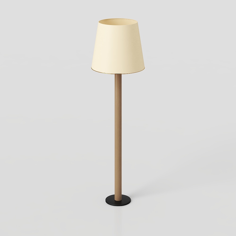 Modern Minimalist Floor Lamp 3D Model – Natural Wood Design