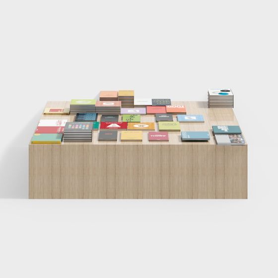 Bookshelf with Colorful Books 3D model