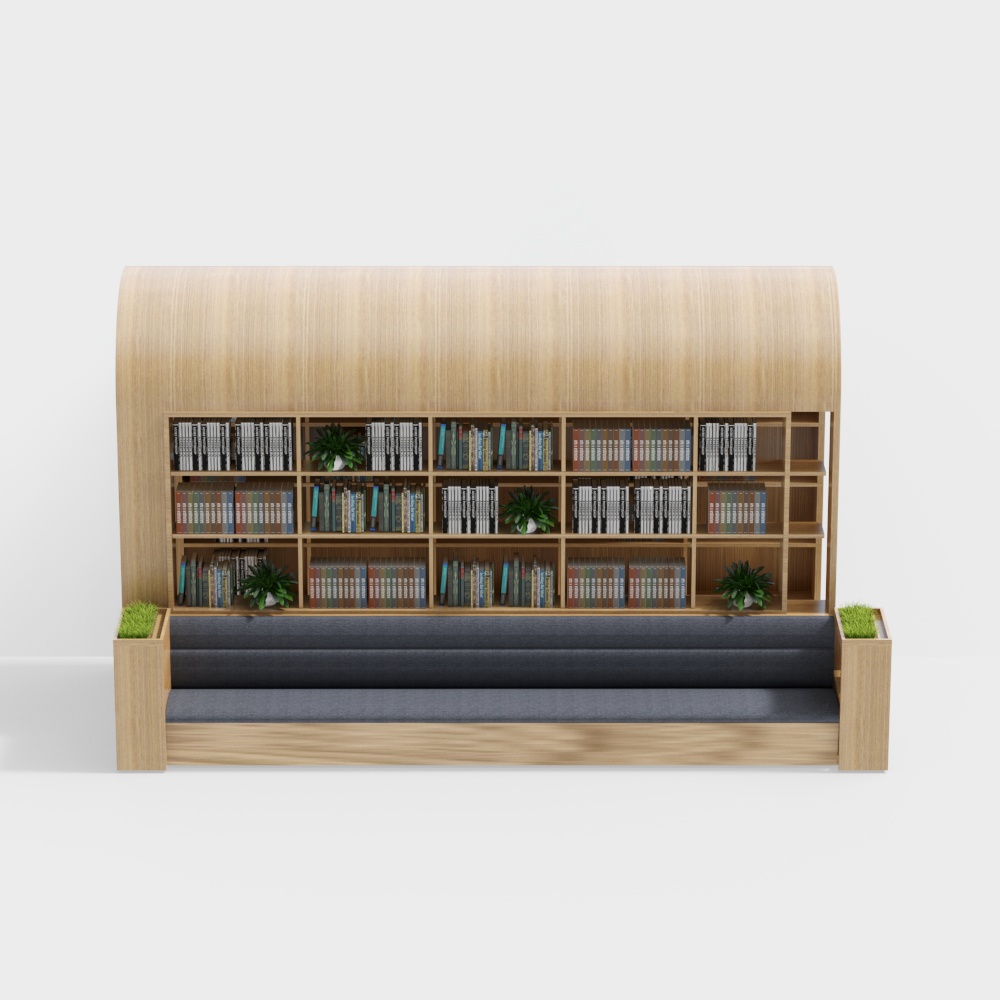 บูธชั้นวางหนังสือแบบโค้ง