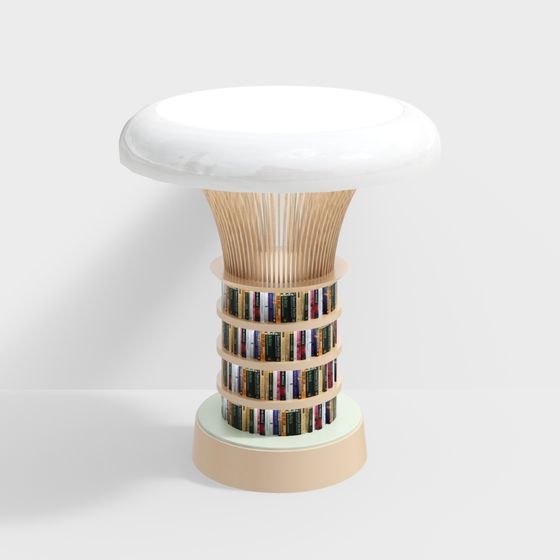 Bookshelf Round Table 3D model