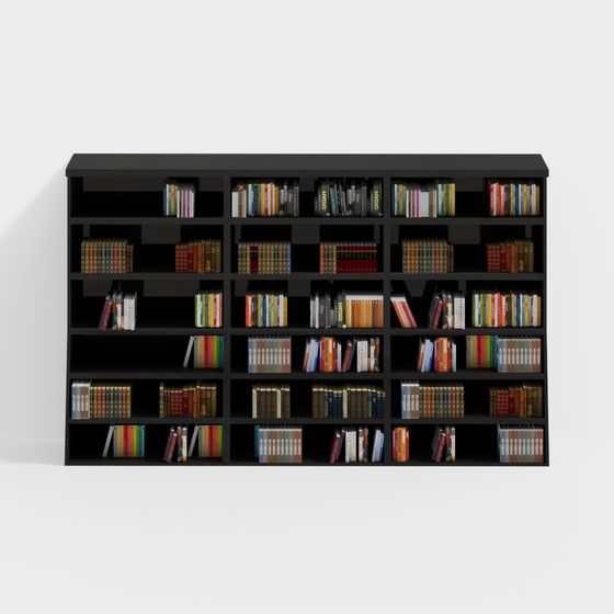 Stylish Low-Poly Bookshelf 3D model for Modern Spaces