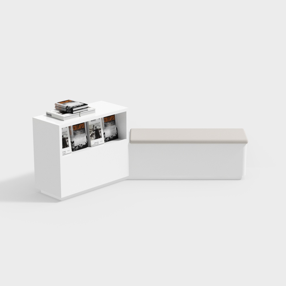 Urban Corner Shelf 3D Model – Minimalist Low-Poly Design