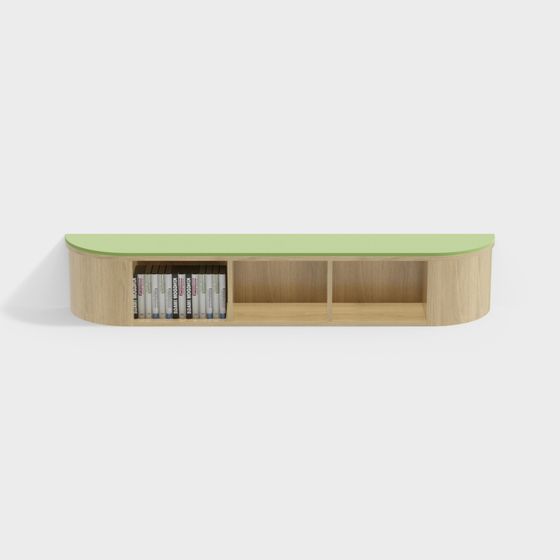 Unique Half-Round Bookshelf 3D model for Contemporary Spaces