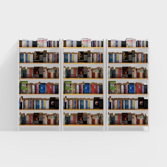 Stylish Low-Poly Bookshelf 3D model for Modern Interiors