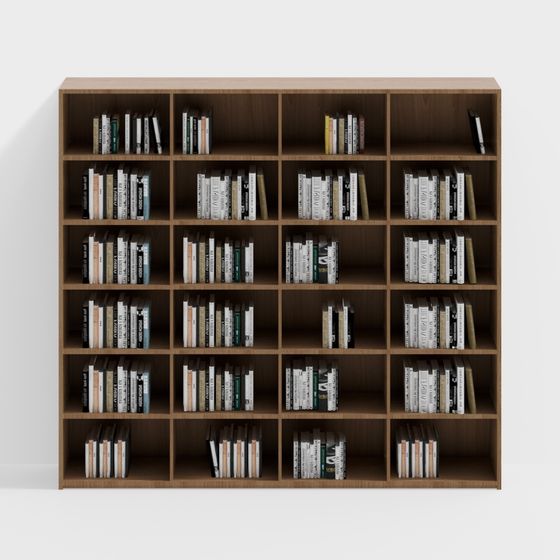 Library Bookshelf 3D Model in Black