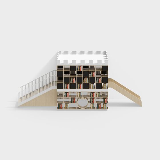 ชั้นวางหนังสือในห้องอ่านสำหรับเด็กอนุบาล