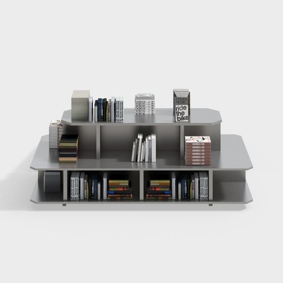 Elegant Low-Poly High-Detail Bookshelf 3D model for Spaces