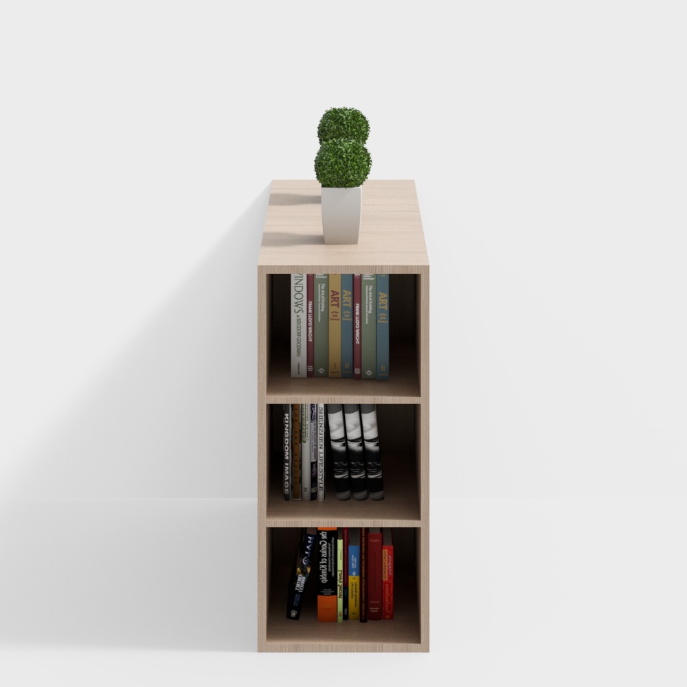 Minimalist Low-Polygon Bookshelf 3D model