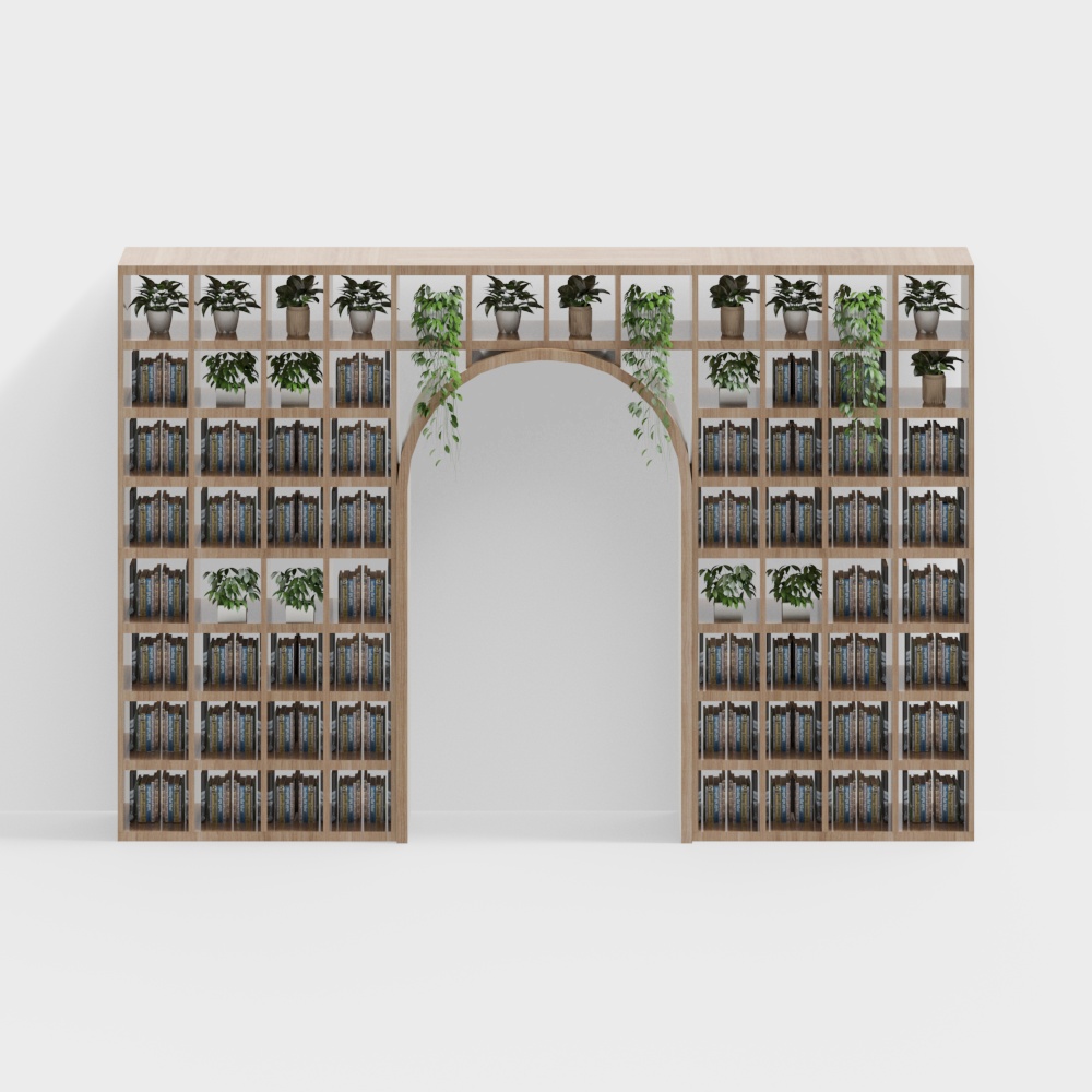 Wooden Bookshelf Arch 3D Model for Creative Designs