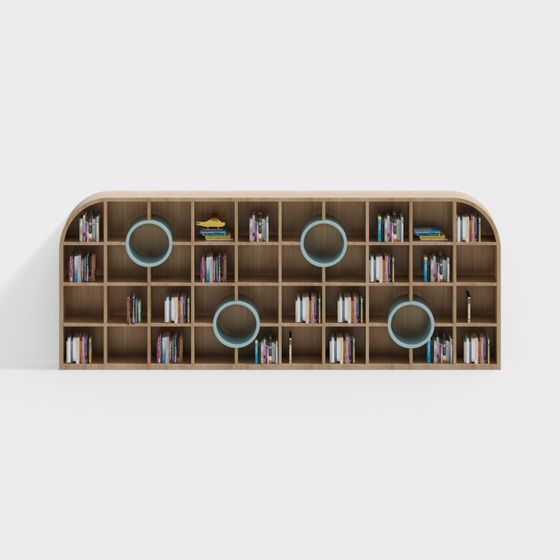 Elegant Low Poly Bookshelf 3D model for Creative Spaces