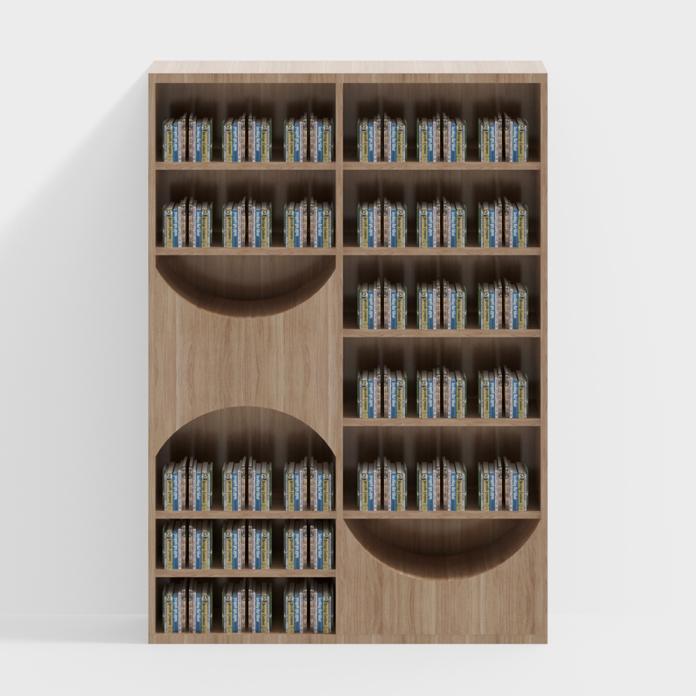 Stylish Low-Poly High-Detail Bookshelf 3D model