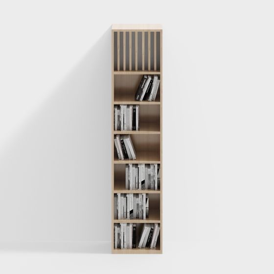 Minimalist Low-Polygon Bookshelf 3D model