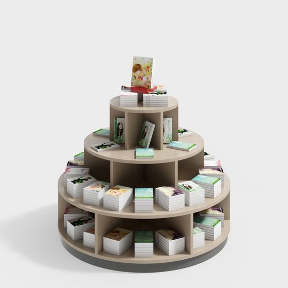 Stylish Rotating Bookshelf 3D model for Creative Spaces