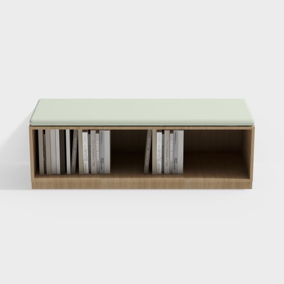 Stylish Bookshelf Bench 3D model