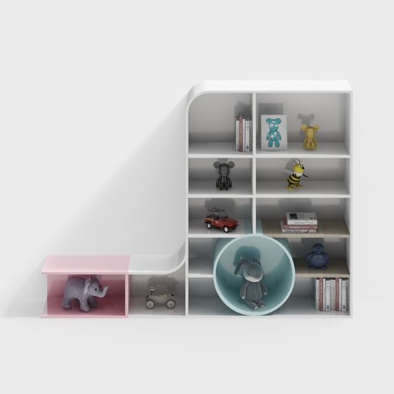 Playful Low-Poly Children's Bookshelf 3D model