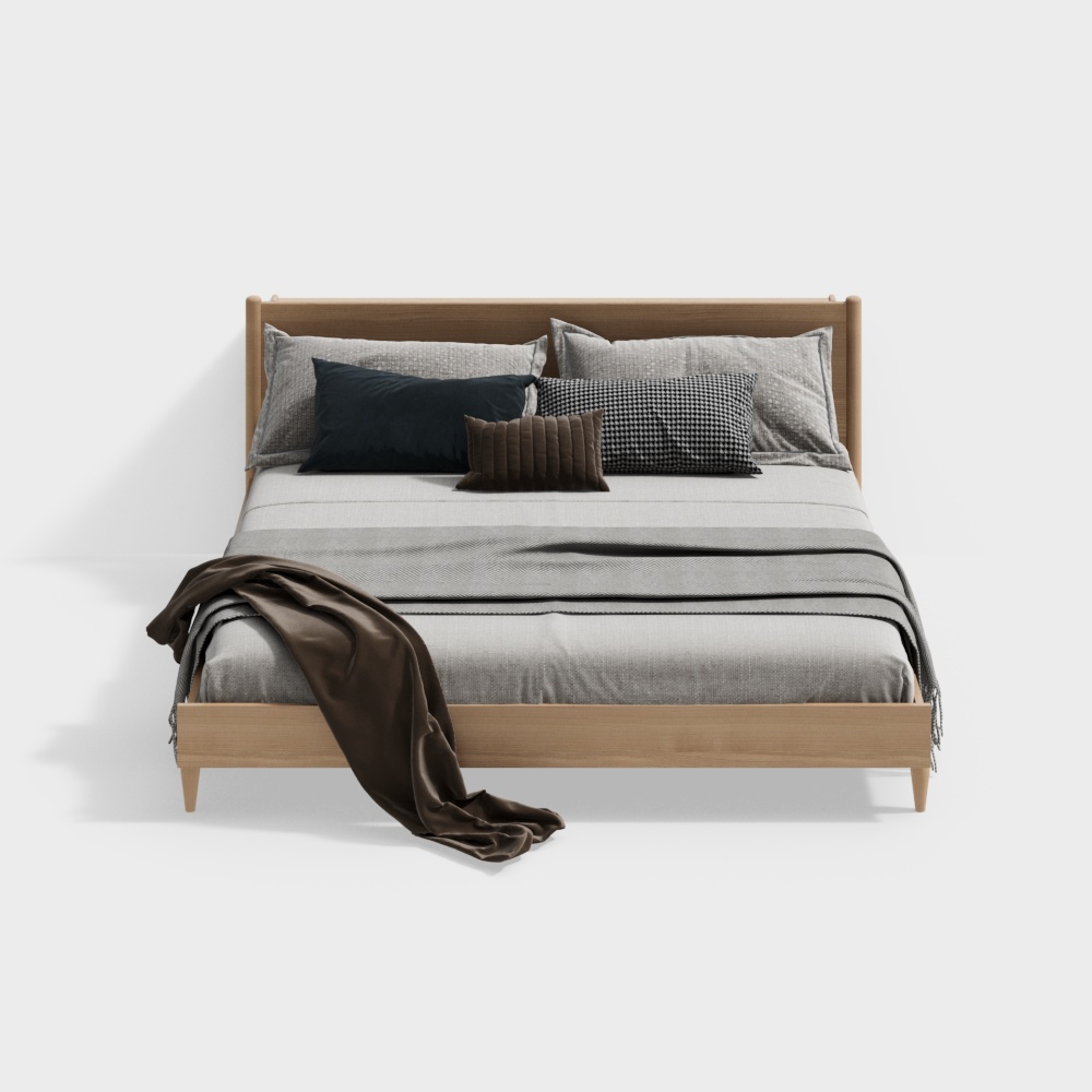 Elegant Low-Poly Bed 3D model for Modern Interiors