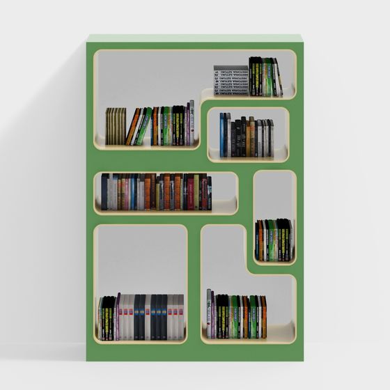 Stylish Low-Poly Bookshelf 3D model