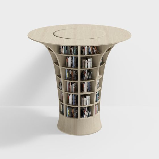 Unique Low-Poly Bookshelf Desk 3D Model