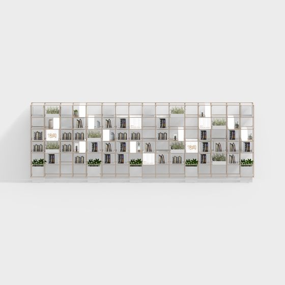 Gray Bookstore Bookshelf 3D Model