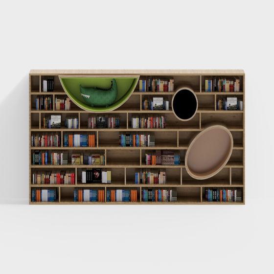 Unique Low-Poly Bookshelf 3D model