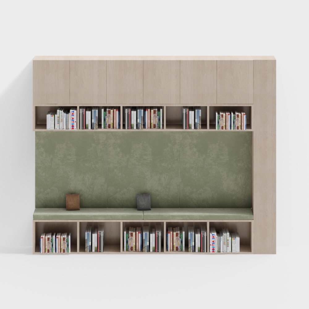 Elegant Low-Poly Bookshelf 3D Model – Modern Interior Furniture