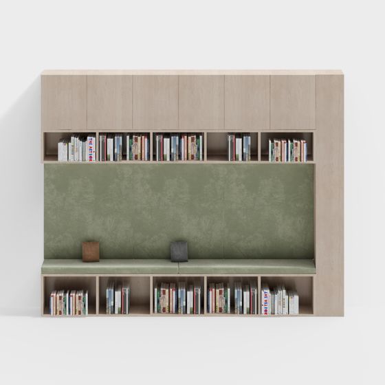 Elegant Low-Poly Bookshelf 3D model for Modern Interiors