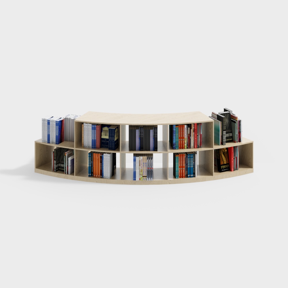 Elegant Semi-Circular Bookshelf 3D model