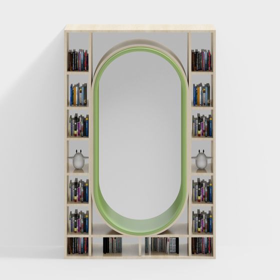 Low Poly Bookshelf Mirror 3D model