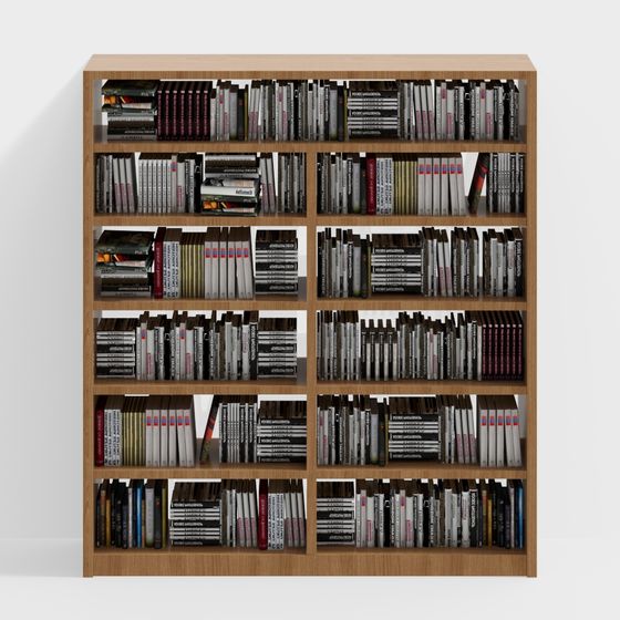 Library Bookshelf 3D Model in Black and Brown