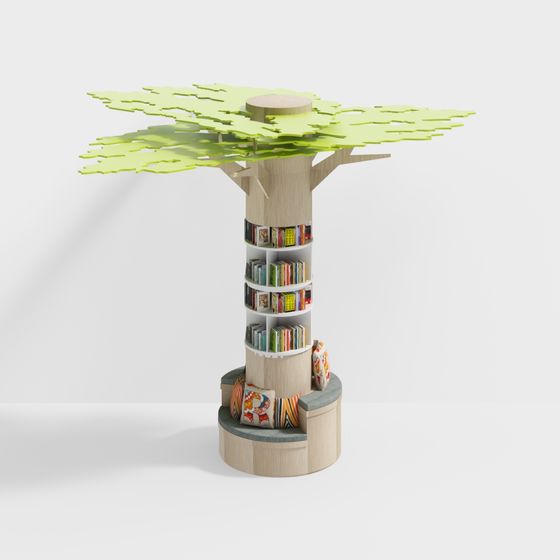 Innovative Tree-Shaped Bookshelf 3D model