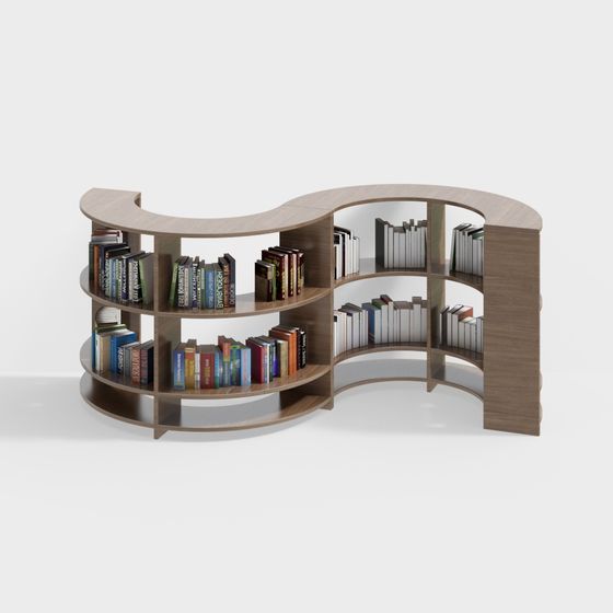 Stylish Low Poly Bookshelf 3D model for Modern Spaces