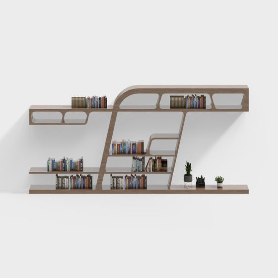 Unique Low-Poly Bookshelf 3D model for Modern Spaces