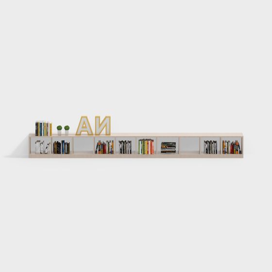 Modern Minimalist 3D Bookshelf Model