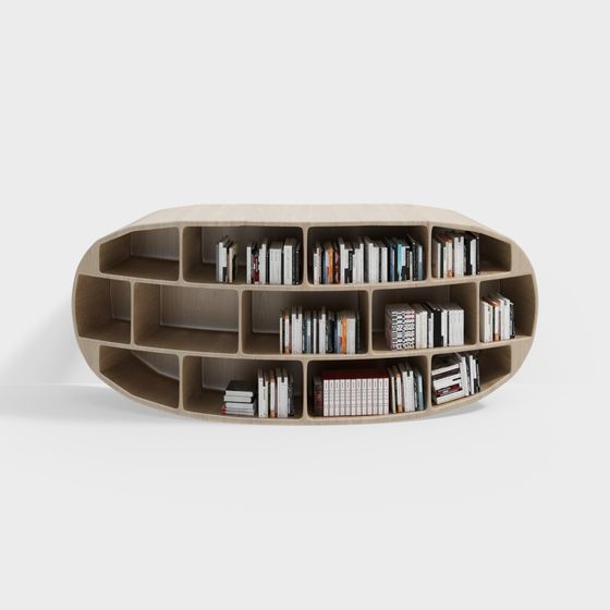 Elegant Curved Bookshelf 3D model for Modern Interiors