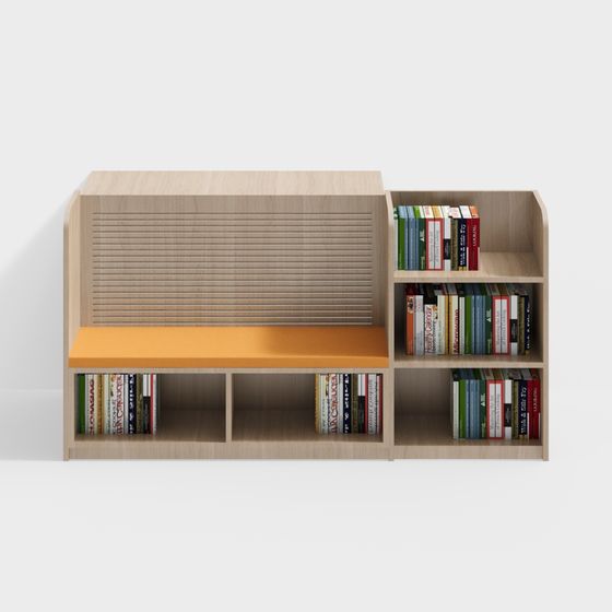 Stylish Low-Poly Bookshelf 3D model for Modern Spaces