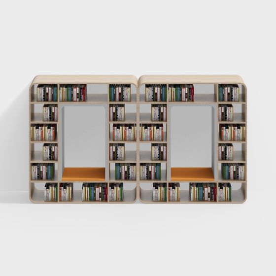 Stylish Low-Poly Bookshelf 3D model for Contemporary Spaces
