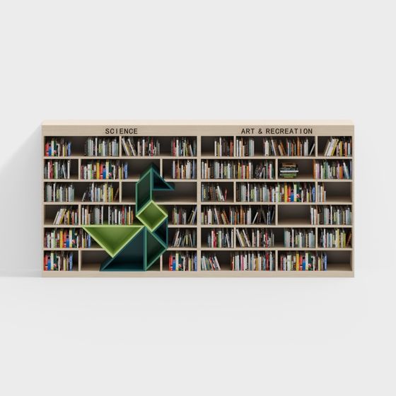 Elegant Geometric Bookshelf 3D model