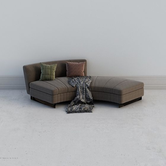 Modern Minimalist Gray 3D Sofa Model