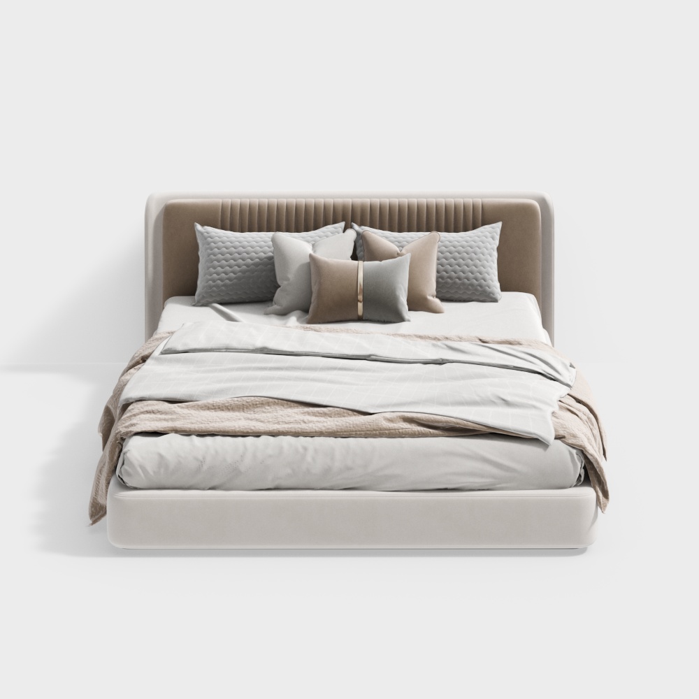 Elegant Minimalist Bed 3D model for Modern Interiors