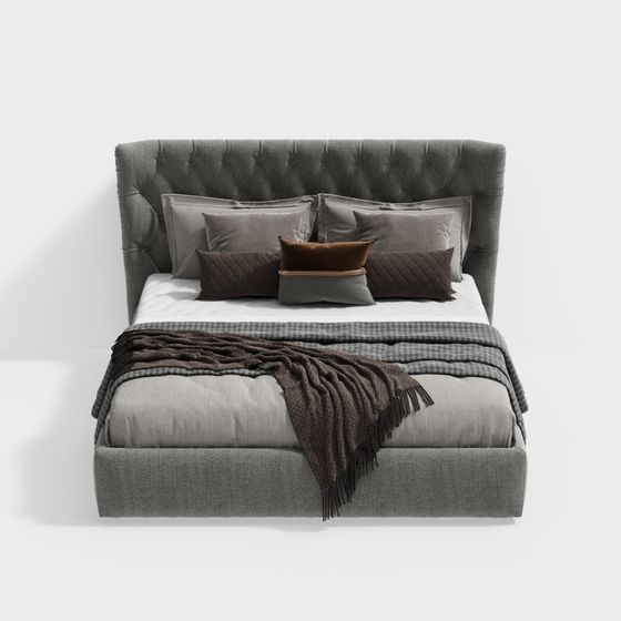 Modern Low-Poly Bed 3D Model for Stylish Interiors