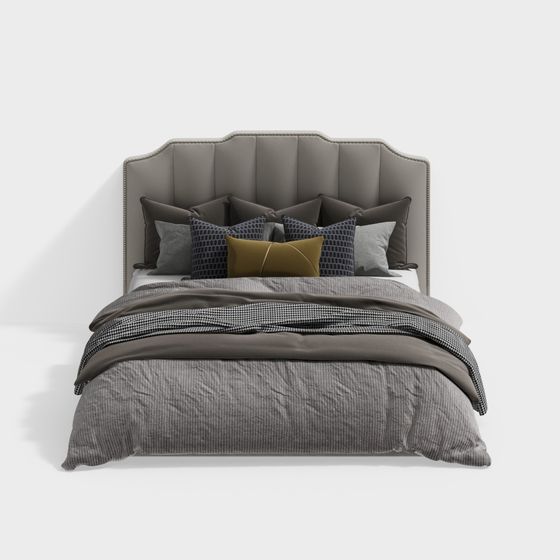 Elegant Low-Poly Bed 3D model for Modern Interiors