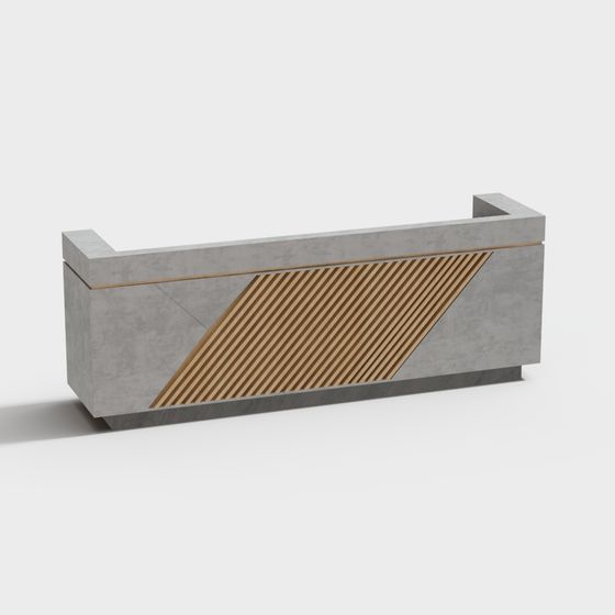 Sleek Concrete Reception Desk 3D model