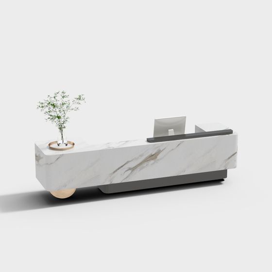 Elegant Low-Poly Reception Desk 3D model