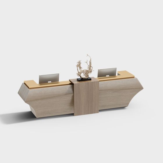 Elegant Minimalist Reception Desk 3D model