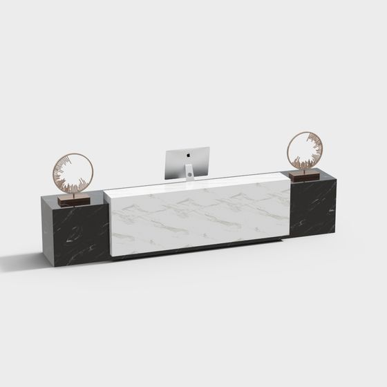 Elegant Low-Polygon Reception Desk 3D model