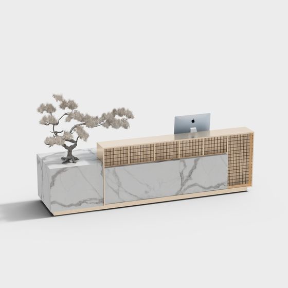 Elegant Reception Desk 3D model for Modern Interiors